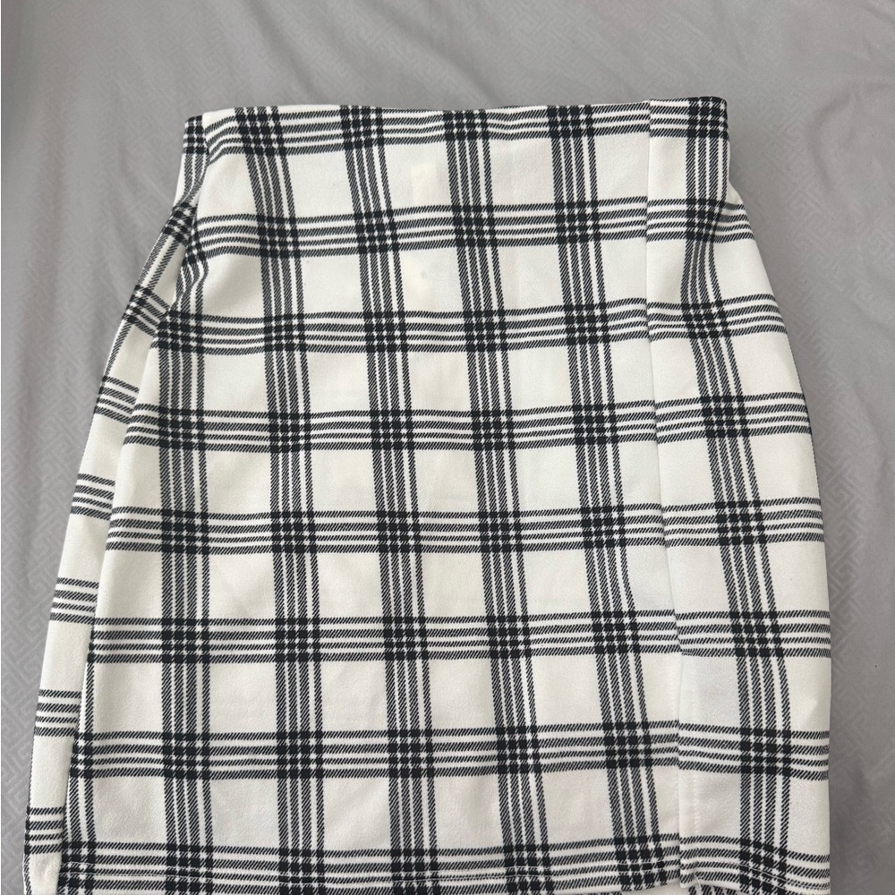 Chocolate Black and White Pencil Skirt Knee-Length Casual